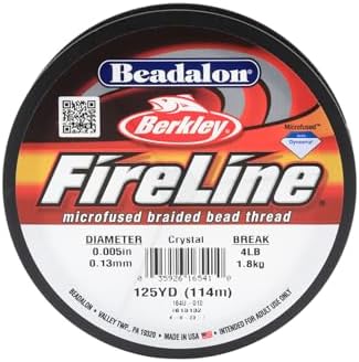 Beadalon FireLine Microfused Braided Beading Cord Thread, Crystal-4LB/125YD
