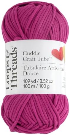 Loops & Threads Cuddle Craft Tube Yarn – Medium (4) Cotton Nylon Blend, Soft Tube Yarn for Knitting, Crochet & Crafts, Ideal for Apparel, Accessories & Decor, 109 yd / 3.52 oz Skein, 8 Pack