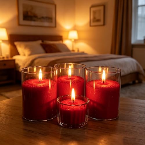 1.1LB Candle Sand- Red Candle Beads, Sand Wax for Wedding Decor Rosa Scented Candle with Wicks Dark Pearled, Wax for Home Decoration Party Gift 85 Burn Hours Refillable Candle Wax DIY Candle Making