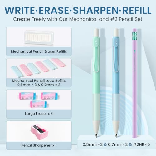 Taja Cute Pencil Case With School Supplies, 39 PCS, Stationery Set, Blue