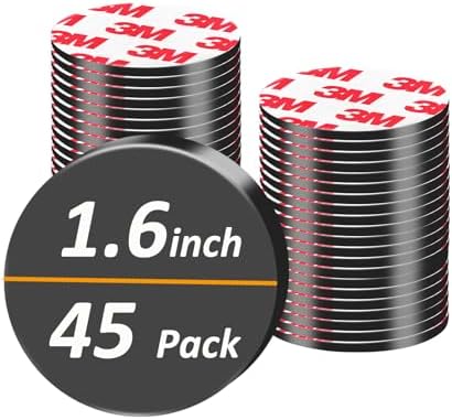 45Pack,1.6 inch Big Round Magnets Dots, Precut Flexible Circle Magnetic Tapes with Adhesive Backing for Whiteboard, Fridge, Crafts,Organization