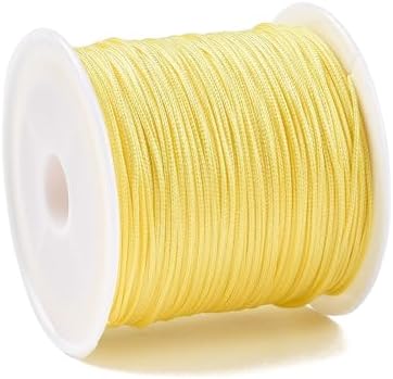 43 Yards Nylon String Friendship Bracelets String 0.8mm Nylon Beading Thread Braided Chinese Knotting Cord Macrame Cords for Kumihimo Necklaces Tassels Jewelry Crafts (Yellow)