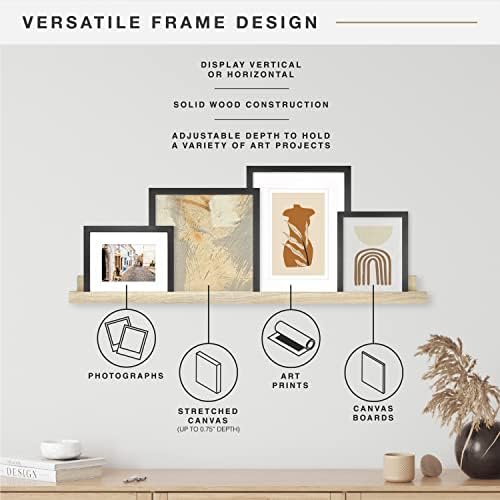 MCS Gallery Wooden Frame, 12x16 Matted to 8x12, Black