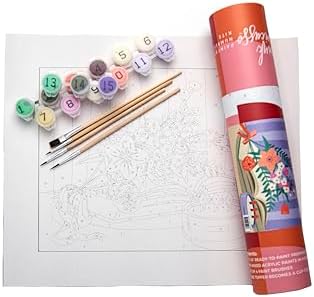Pink Picasso Paint by Number Kit, All Ages, 8x10, Pages & Petals | Mid Century Modern Collection, Acrylic Paints and Brushes included, Pre-printed high quality canvas, DIY art kit, Gift-ready