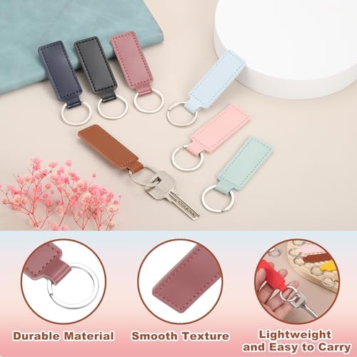 MECCANIXITY Leather Keychain Blanks Bulk Rectangle Laser Engraving Keychain Kit