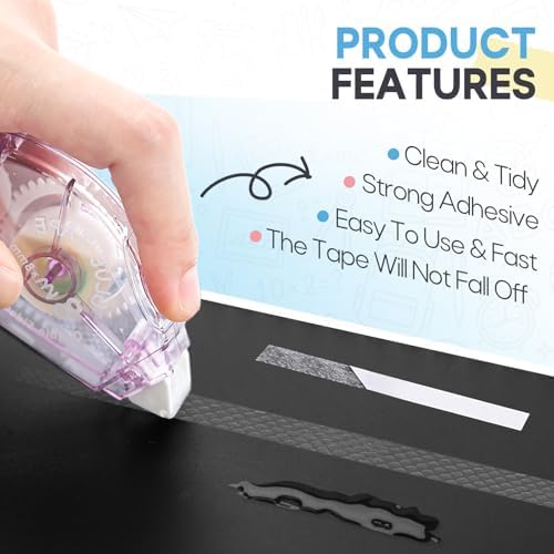 8 Pack Double Sided Tape Roller, Double Sided Adhesive Scrapbook Tape for Scrapbooking Crafts, Glue Tape for Journaling, Gift Wrapping, Photo Albums, Office Supplies, Scrapbook Supplies