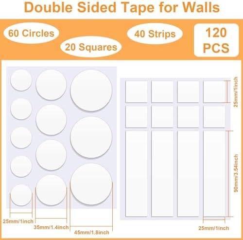 JANYUN 144Pcs Sticky Tack Tape for Walls, Sticky Dots Strips Adhesive