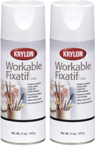 Krylon K01306 Workable Fixatif Spray Clear, 11-Ounce Aerosol,Matte (Pack of 2)
