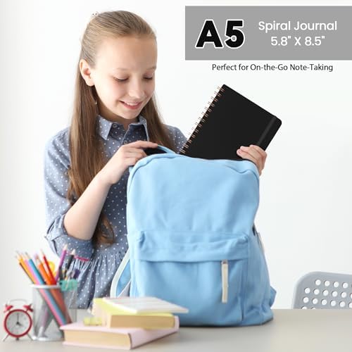 Lined Spiral Journal Notebook, A5 College Ruled Notebook for Note-Taking