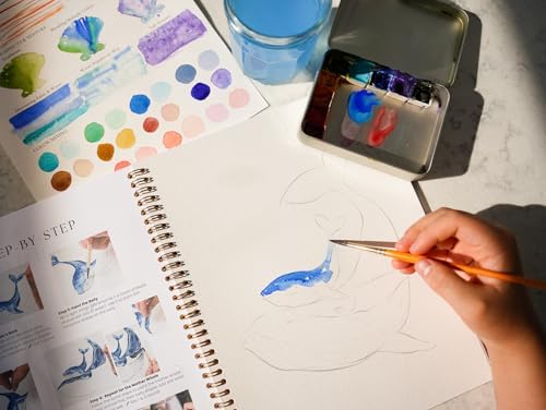 Seashore Watercolor Workbook – Ocean & Coastal Scenes with Pre-Outlined Pages, Step-by-Step Tutorials & Premium Cotton Cold Press Paper – Learn Watercolor for Beginners & Sea Life Art Lovers