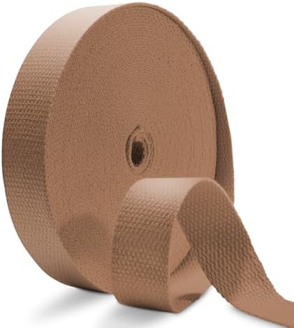 Cotton Webbing 1 Inch 12 Yards Darkbrown Cotton Webbing Straps for Bags Handles, 1 Inch Weave Webbing for Cloth Tote Bag Straps Making,Cloth Belt, DIY Crafts Decoration