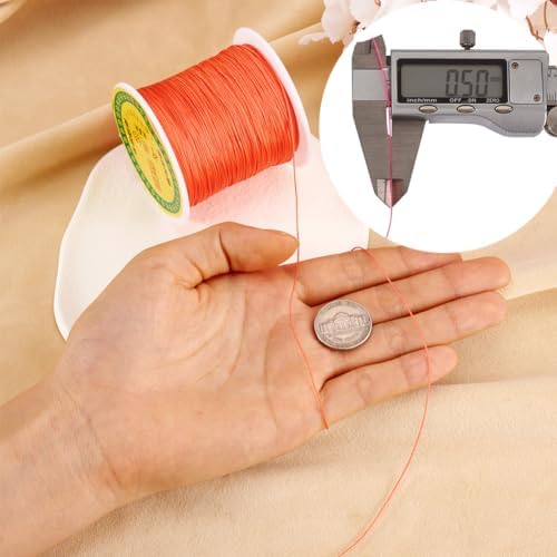 150 Yards 0.5mm Braided Nylon Crafting Thread Chinese Knotting Beading String Macrame Cord Rope for Necklace Bracelet Jewelry Craft Making, Tomato