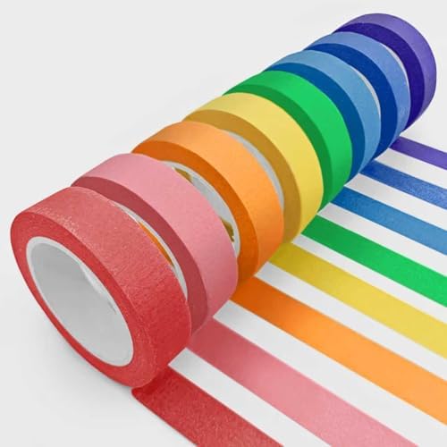 8PCS Colored Masking Tape Thin Painters Tape Rainbow Colors Rolls For Kids