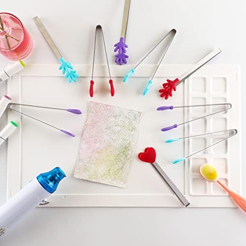 9PCS/Set Heat Resistant Craft Tongs for Card Making Silicone Non-Slip Handle It Tool To Hold Card or Craft Heat Embossing Projects Arts Crafts Scrapbooking Tools Handmade Crafts Scrapbooking Supplies
