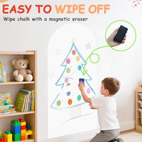 Arch Magnetic Wall Decal 39.3x17.5 Inch White Magnetic Chalk Board Sticker Magnet Chalkboard for Wall Peel and Stick Self Adhesive Blackboard Multifunctional for Playroom Home