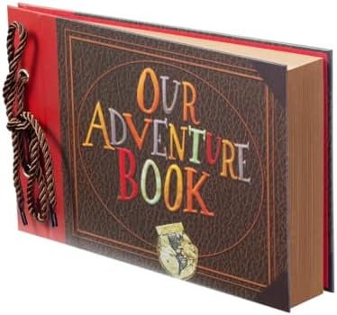 Scrapbook Photo Album,Our Adventure Book, Embossed Words Hard Cover Movie Up Travel Scrapbook for Anniversary, Wedding, Travelling, Baby Shower, etc (Adventure Book)