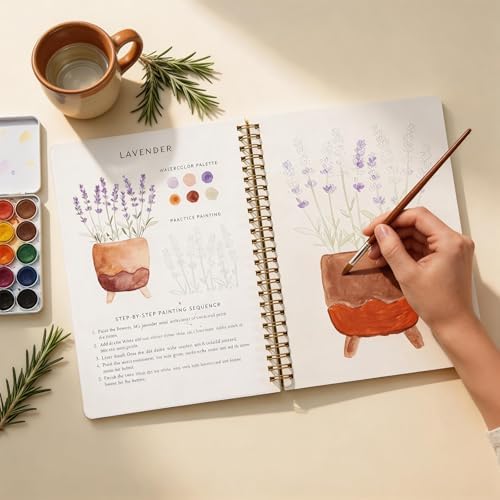 Watercolor Workbook for Beginners, 24 Colors Paint Kit with Floral Designs on Premium Paper, Watercolor Coloring Book for Adults Teens, Perfect Creativity Exploration Gift to Spark