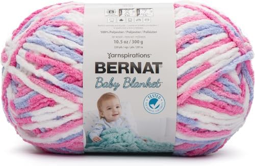Bernat Baby Blanket BB Pink/Blue Ombre Yarn - 5 Pack of 10.5oz/300g - Polyester - #6 Super Bulky - 220 Yards - Knitting/Crochet