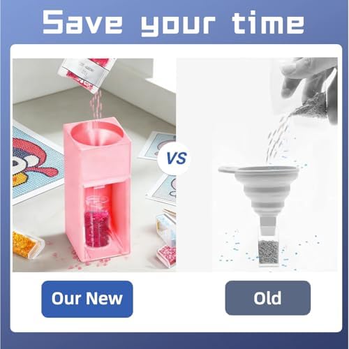 Diamond Painting Organizer - Drill Funnel for Round Containers, Portable Art Funnel for Easy Transfer, Accessories (Pink)