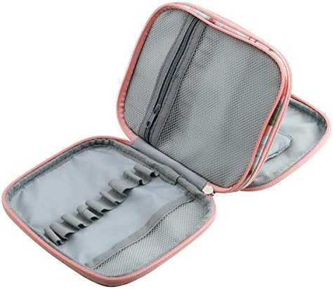 Crochet Hook Case, Zipper Storage Organizer Bag with Web Pockets for Crochet Needles/Knitting Accessories/Crochet Hook Kit Tools, Lightweight, Easy to Hold