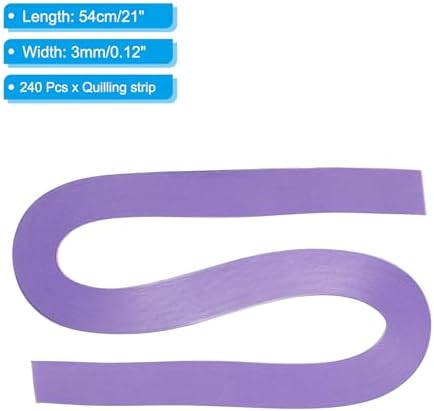PATIKIL 240pcs Quilling Strips Paper 1/8"(3mm) 21"(54cm) Origami Paper Quilling Strip for Art DIY Hand Craft Christmas, Light Purple
