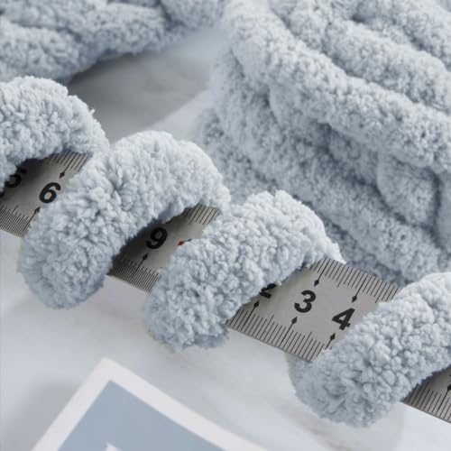 MABOZOO Assorted Chunky Yarn for Hand Knitting 8 Pack, Fluffy Jumbo Chenille Yarn, Soft Plush Yarn Bulky, Giant Thick Fuzzy Yarn for Arm Knitting,4 Dark Grey & 4 Rice Grey(31.7 yds,8 oz Each Skein)