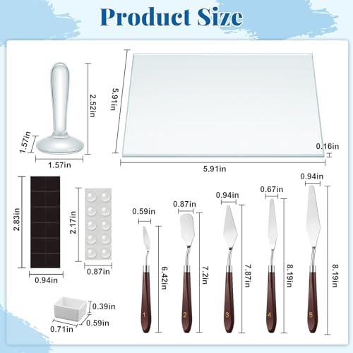 Nuanchu 109 Pcs Paint Muller Glass Slab Set,1.57'' in Dia,Long Handle