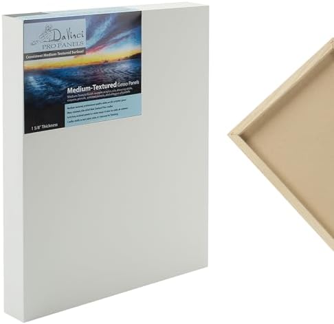 Da Vinci Pro Medium Textured Gesso Panel - 14x18-1-5/8" Depth Wood Panels for Painting - Accepts Mediums Like Canvas - for Oils, Acrylics, Mixed Media, Pastels & Drawing Sticks