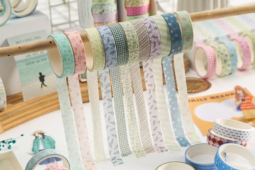 Colorful Pattern Washi Tape Set - 20 Rolls Cute Adhesive Tapes Pastel Arts Decorative Masking Tape Sets for Craft, Kids, Scrapbook, DIY, Gift Wrapping (Fresh Nature)