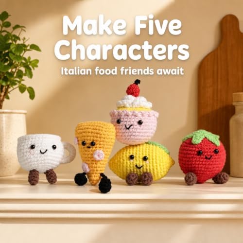 Cucina Crochet Kit for Beginners, 5 Italian Food Amigurumi Projects
