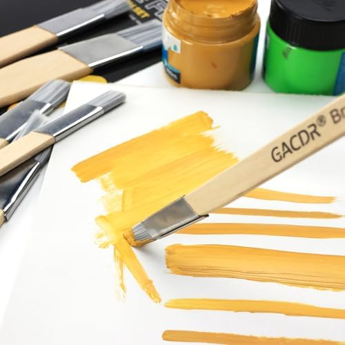GACDR Slant Lining Fitch Trim Paint Brushes, Pack of 6, 0.5", 0.75", 1" | Angled Cutting In Paint Brush, Fast Accurate Detail & Control, Hobby & Craft, 2 Each of 3 Sizes