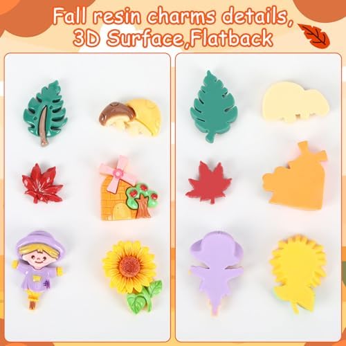 60Pcs Fall Resin Charms, Mini Autumn Flatback Charms for DIY Crafts