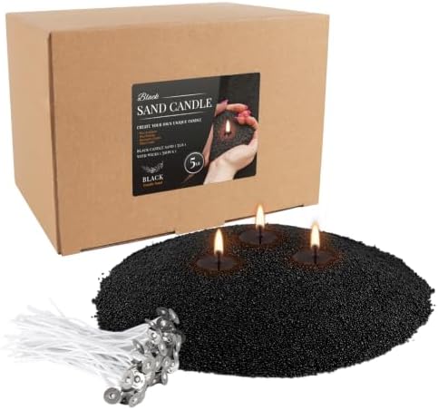 Black Sand Candle Wax Kit - 5LB Pearled Candle Sand with 50 Candle Wicks