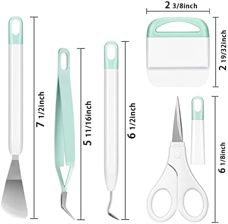 Ecraft Vinyl Weeding Tool Set: Vinyl Weeding Craft Basic kit 5 Pieces Including Tweezers & Spatula & Weeders & Scraper & Scissor for cricut/Silhouettes/Cameos/Weeding Vinyl/Splicing