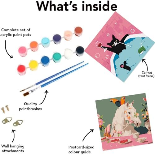 FQOVKYN 4 Packs Funny Animals Paint by Numbers Kit for Adults Beginner, Horse Paint by Numbers with Frame, DIY Crafts Painting by Number for Gift Home Wall Decor 8 * 8 inch