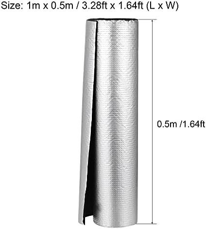 uxcell Insulation Sheet, 1mx0.5mx5mm Embossed Aluminum Foil Waterproof Heat Resistant Thermal Barrier, for Roof Wall HVAC Duct Pipe, Rubber Foam