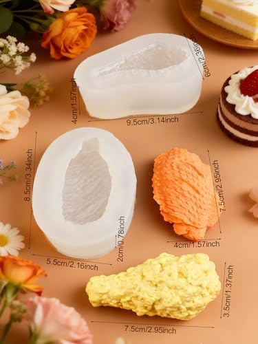 3D Fried Chicken Leg Silicone Mold, Non-Stick Chick Wings Silicone Mold Food Shape Candle Molds for Chocolate, Resin, Soap | Cute Bread Fondant Molds for Party DIY Crafts‌ (Fried Chicken)