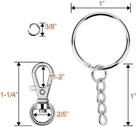Selizo 120Pcs Swivel Snap Hook and Key Rings with Chain for Keychain Lanyard