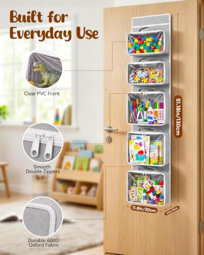 Over the Door Organizer, Hanging Craft and Art Supply Storage, Grey