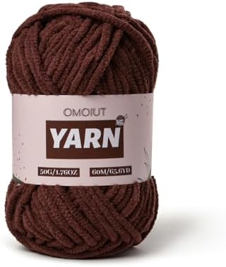 Plush Chenille Chunky Crochet Yarn - Baby Yarn for Crocheting Soft - Velvet Yarns Knitting for Blankets Crafts - Fluffy Amigurumi Yarns 50g / 65.6yd (Dark Coffee)