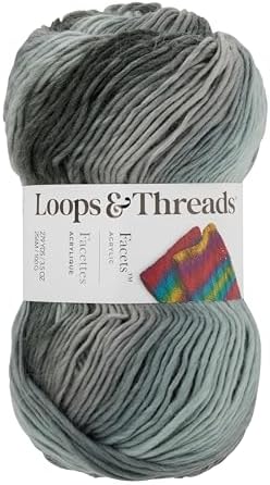 Loops & Threads Facets Yarn - Yarn for Knitting, Crochet, Weaving, and Arts & Crafts - Storm, Acrylic, 3.5 oz