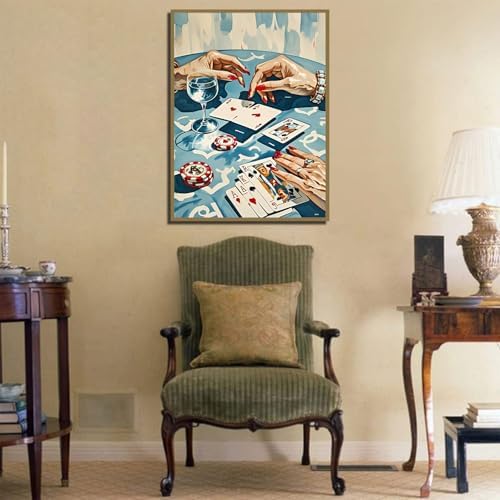 Blue Retro Poker Diamond Art Kits for Adults Diamond Painting Kits