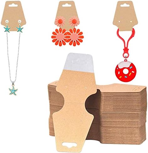 BIKCZEWIN 100PCS Keychain Display Cards for Selling Small Business Supplies Self Adhesive Jewelry Bracelet Packaging, Necklace Tags of Earring Hair Band Scrunchies