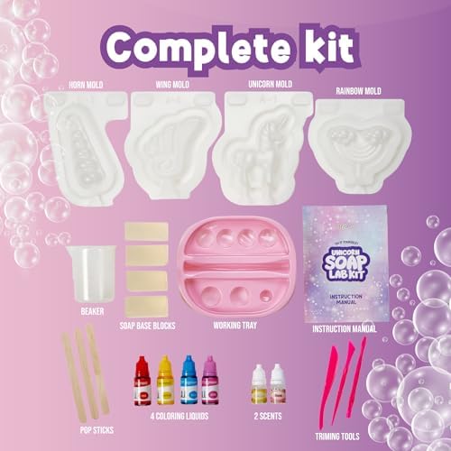 Unicorn Soap Lab - Glycerin Soap Making Kit and Molds for Kids Ages 6-12