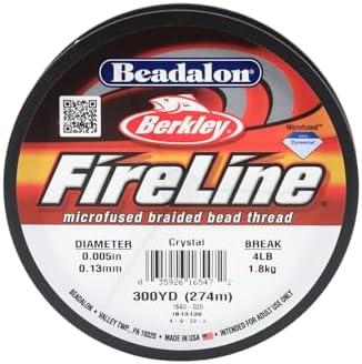 Beadalon FireLine Microfused Braided Beading Cord Thread, Crystal-4LB/300YD