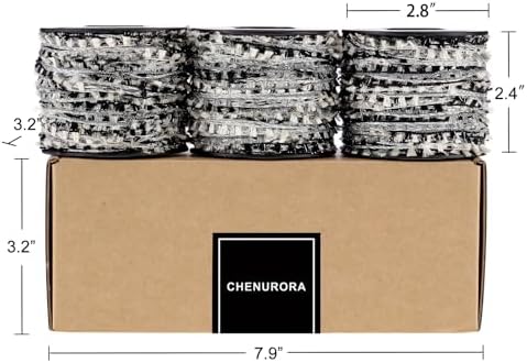 Artisanal Yarn Collection Multifiber Fancy Yarn for Knitting Crocheting Crafts DIY, Set of 3 Rolls (Silver Mist & Black Weave)