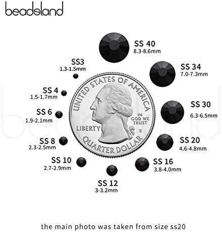 Beadsland Hotfix Rhinestones Bulk, Jet Black, SS12, 14400pcs
