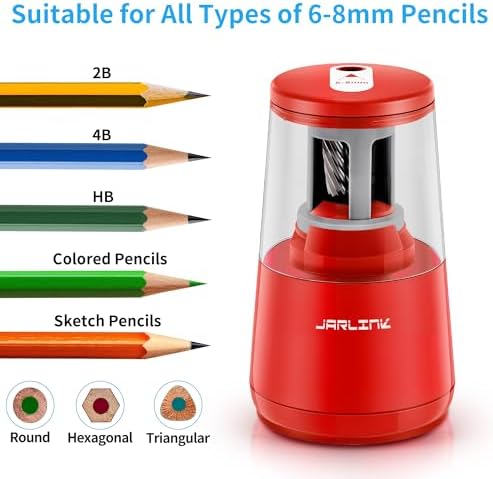 JARLINK Electric Pencil Sharpener, Heavy Duty Helical Blade, Auto Stop