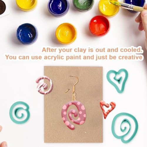 20Pcs Abstract Lines Polymer Clay Cutters Heart Spiral Triangle Clay Earrings Cutters Polymer Jewelry Cutter for Earrings Making Birthday Party DIY Supplies