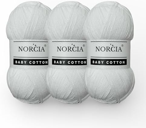 Baby Cotton, 55% Cotton 45% Acrylic Yarn, Fine/Sport (2) for Crochet and Knitting, Soft Amigurumi Yarn, 100 gr (361 yds)